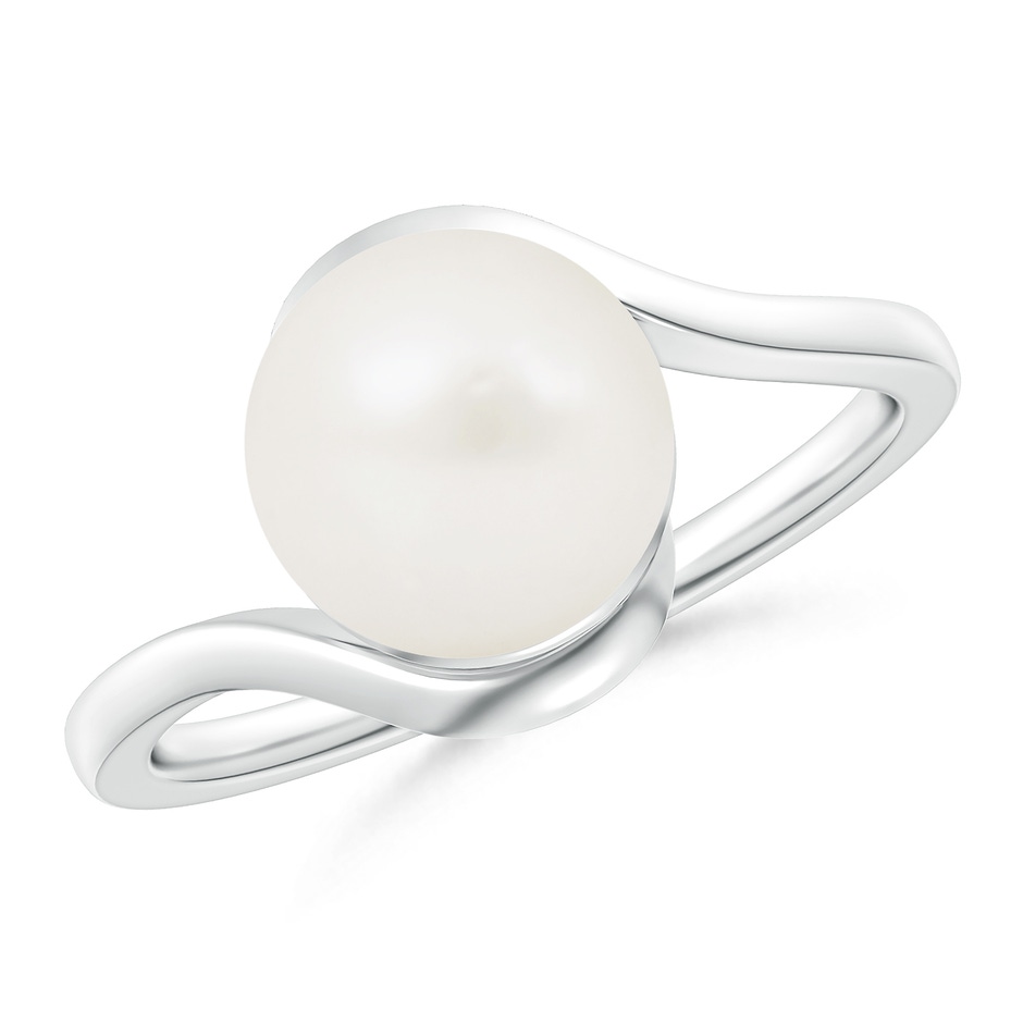 9mm A Freshwater Pearl Solitaire Bypass Ring in White Gold 