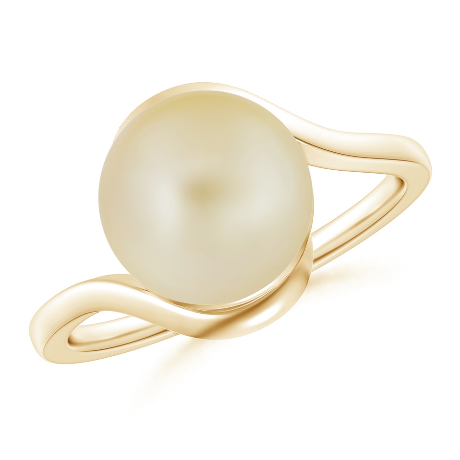 10mm A Golden South Sea Pearl Solitaire Bypass Ring in Yellow Gold 