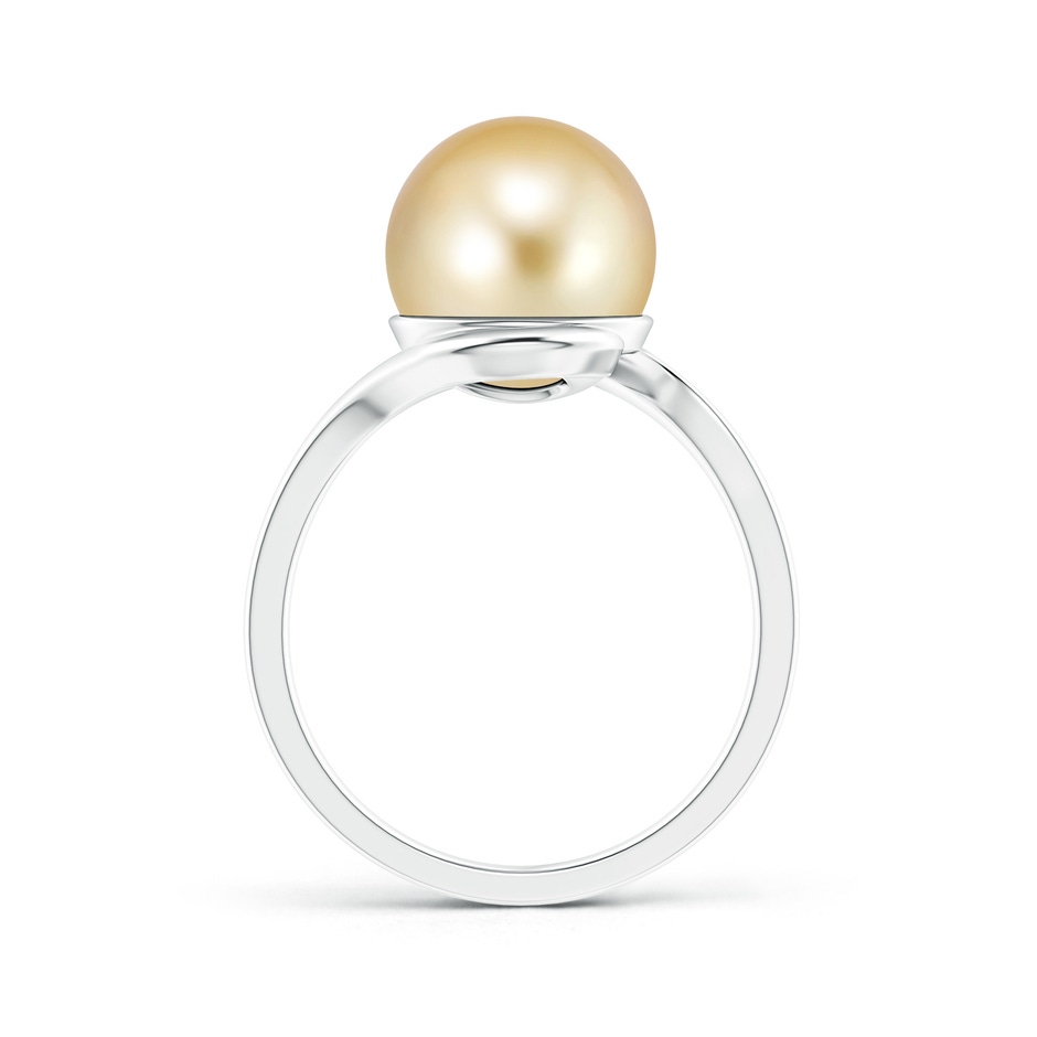 10mm AAAA Golden South Sea Pearl Solitaire Bypass Ring in White Gold product image