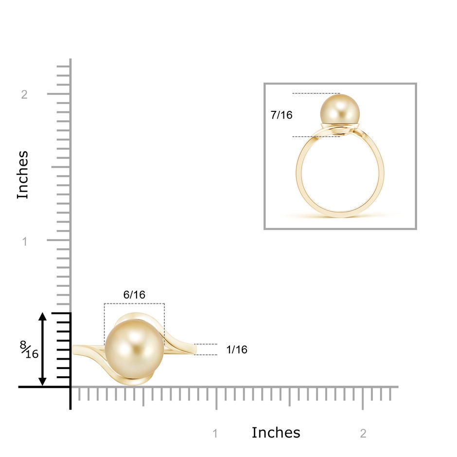 10mm AAAA Golden South Sea Pearl Solitaire Bypass Ring in Yellow Gold product image