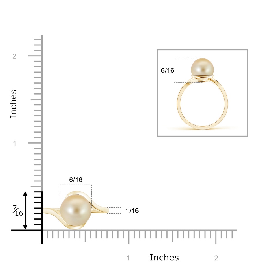 9mm AAA Golden South Sea Pearl Solitaire Bypass Ring in Yellow Gold product image