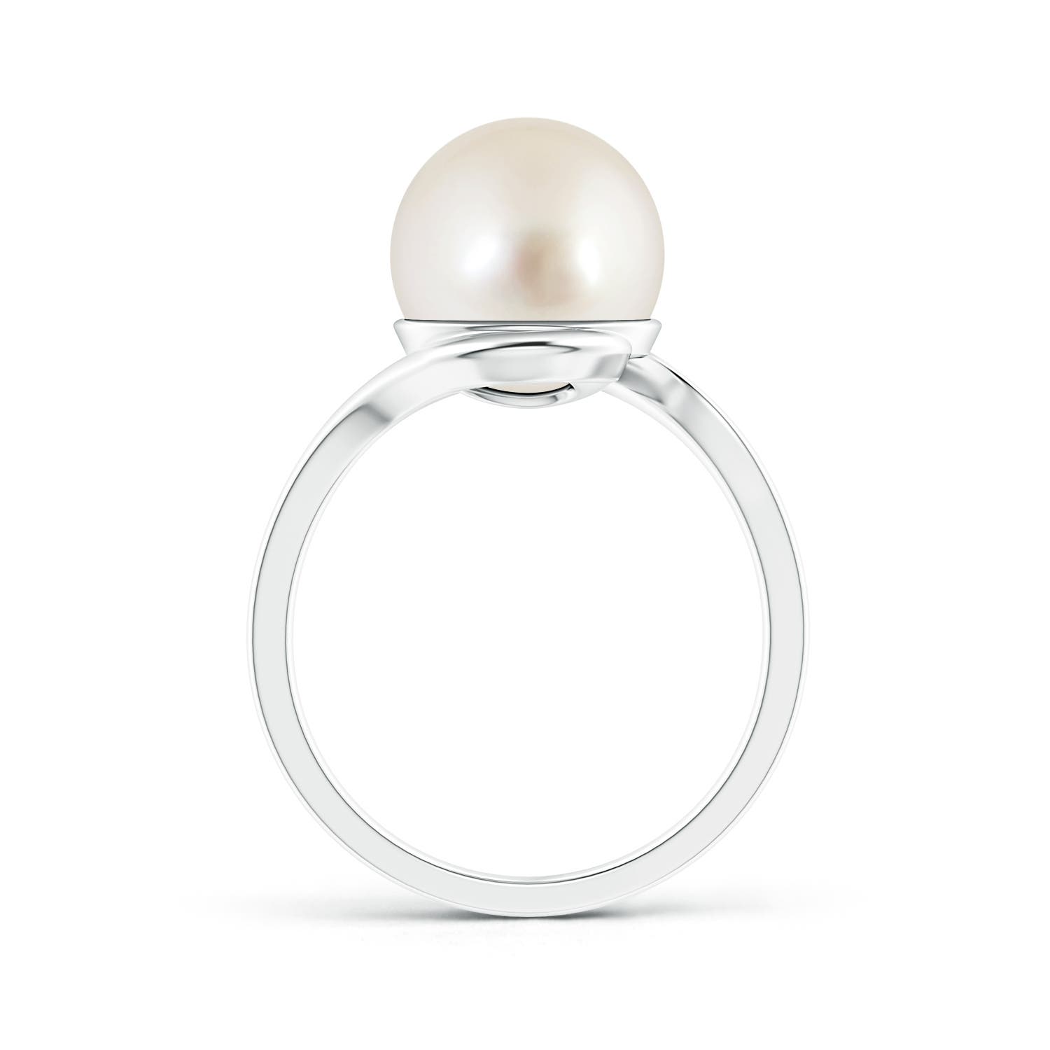10mm AAAA South Sea Pearl Solitaire Bypass Ring in White Gold - side 2