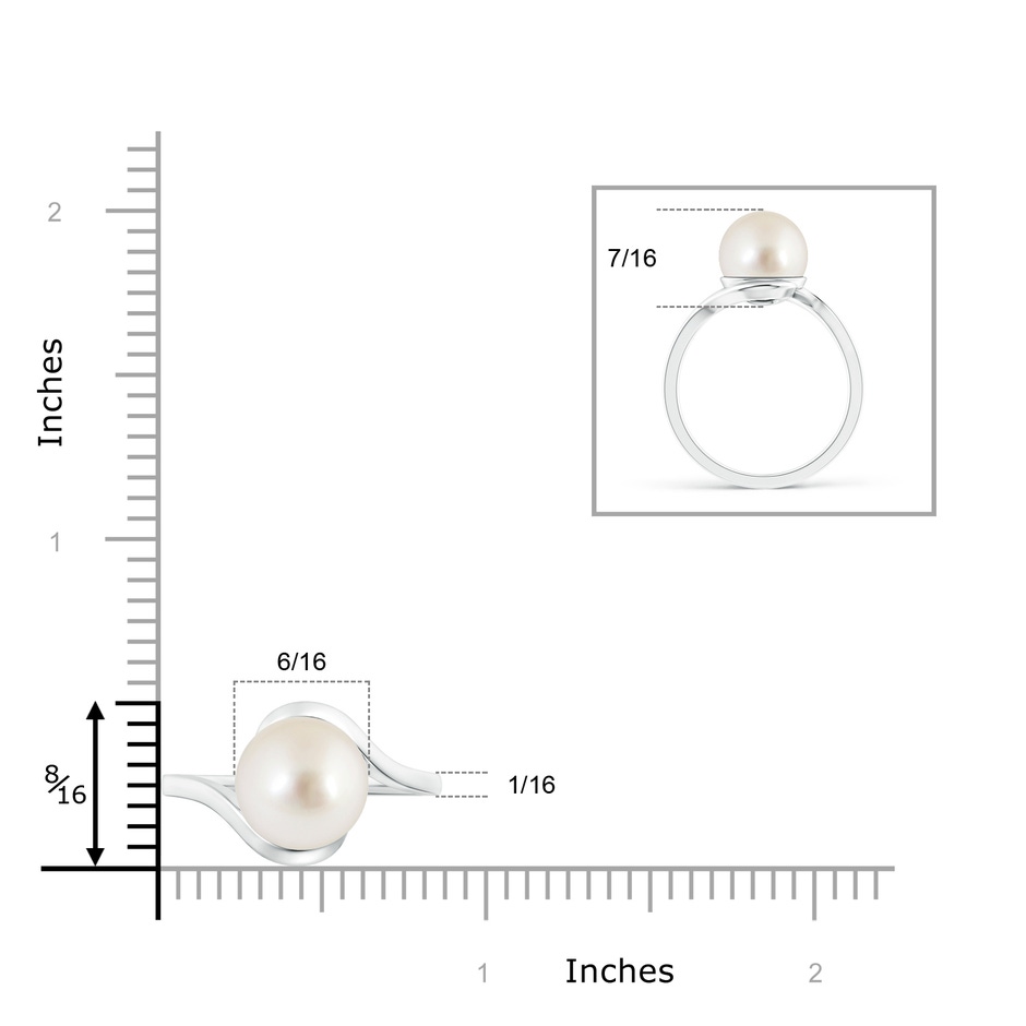 10mm AAAA South Sea Pearl Solitaire Bypass Ring in White Gold product image