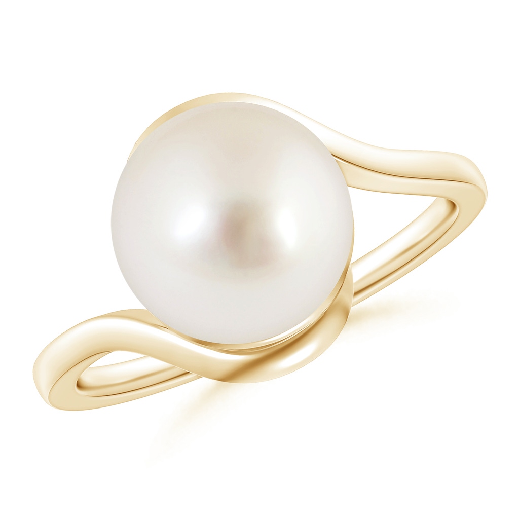 10mm AAAA South Sea Pearl Solitaire Bypass Ring in Yellow Gold