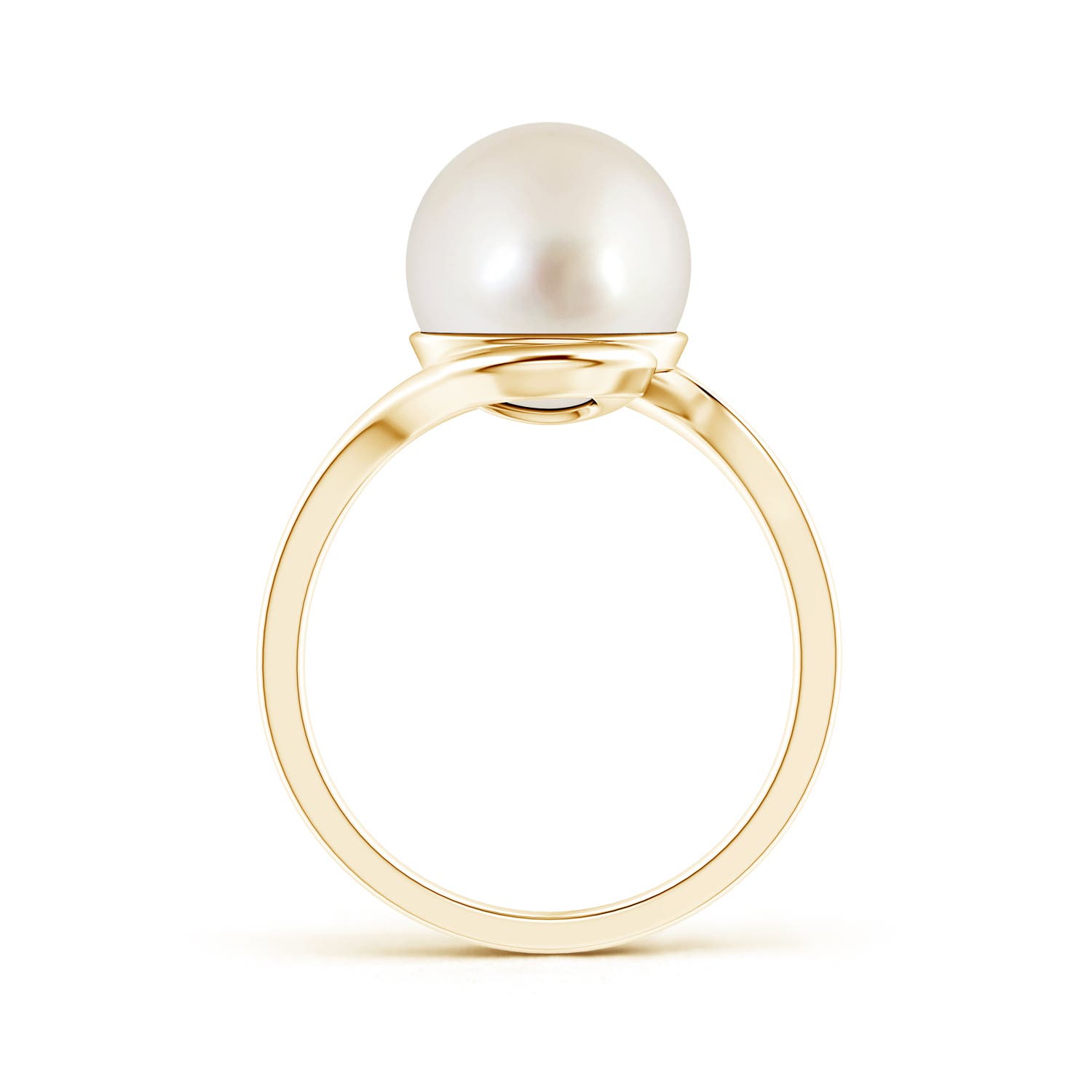 10mm AAAA South Sea Pearl Solitaire Bypass Ring in Yellow Gold