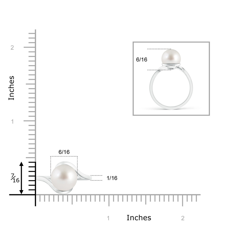 9mm AAA South Sea Pearl Solitaire Bypass Ring in White Gold product image