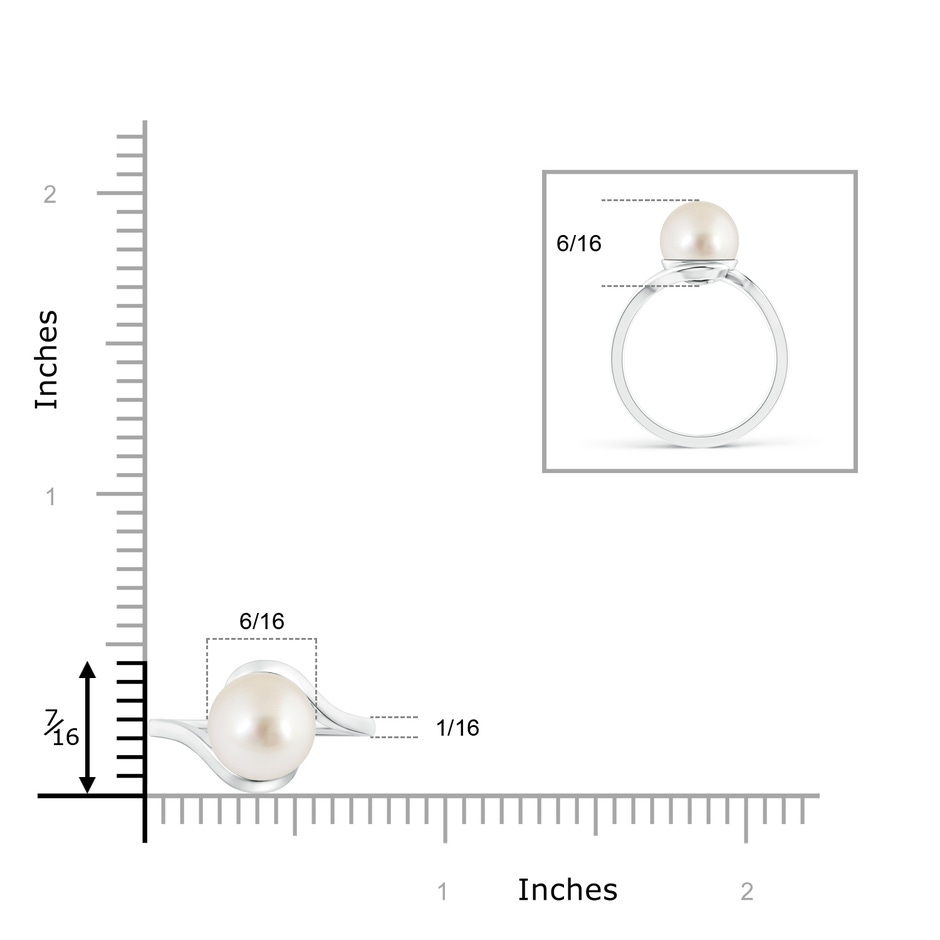 9mm AAAA South Sea Pearl Solitaire Bypass Ring in White Gold product image