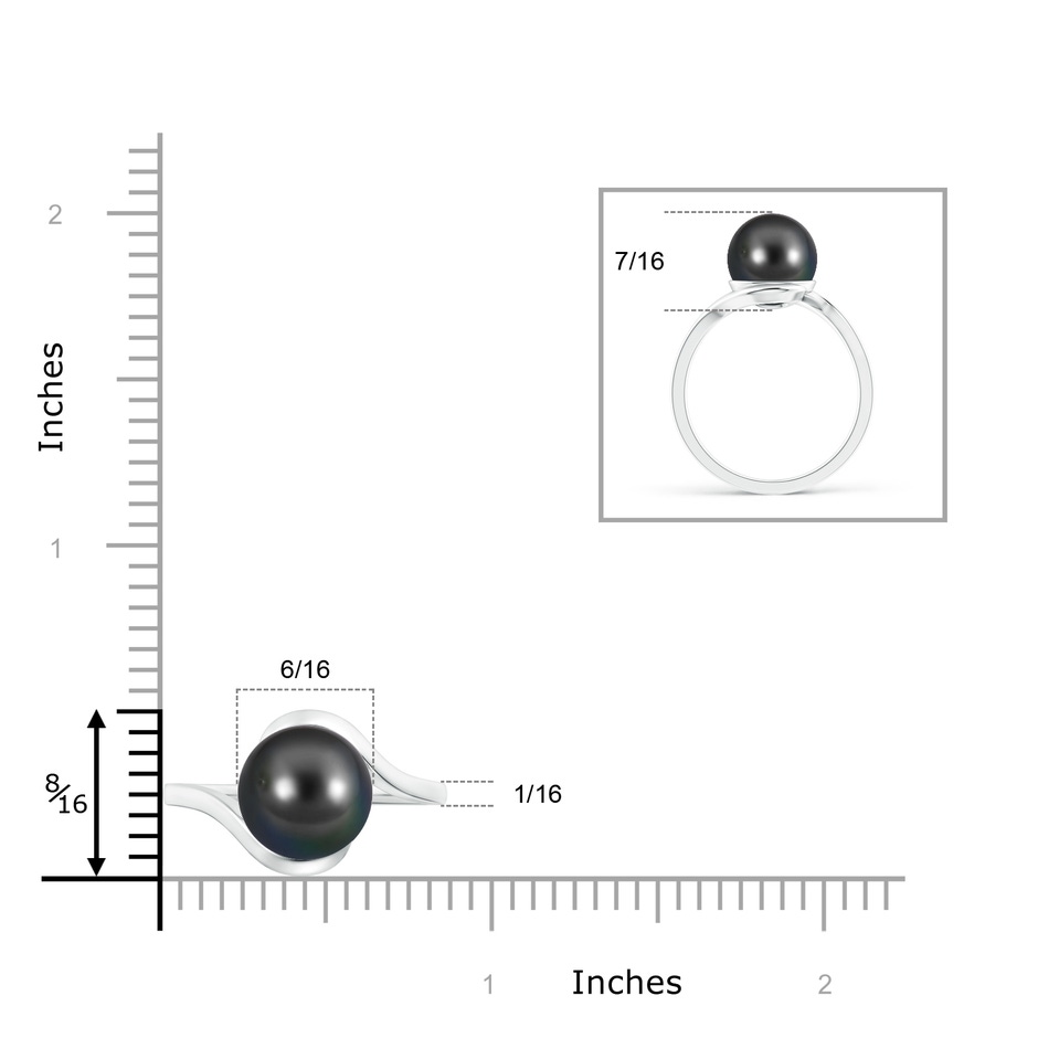 10mm AA Tahitian Cultured Pearl Solitaire Bypass Ring in White Gold product image