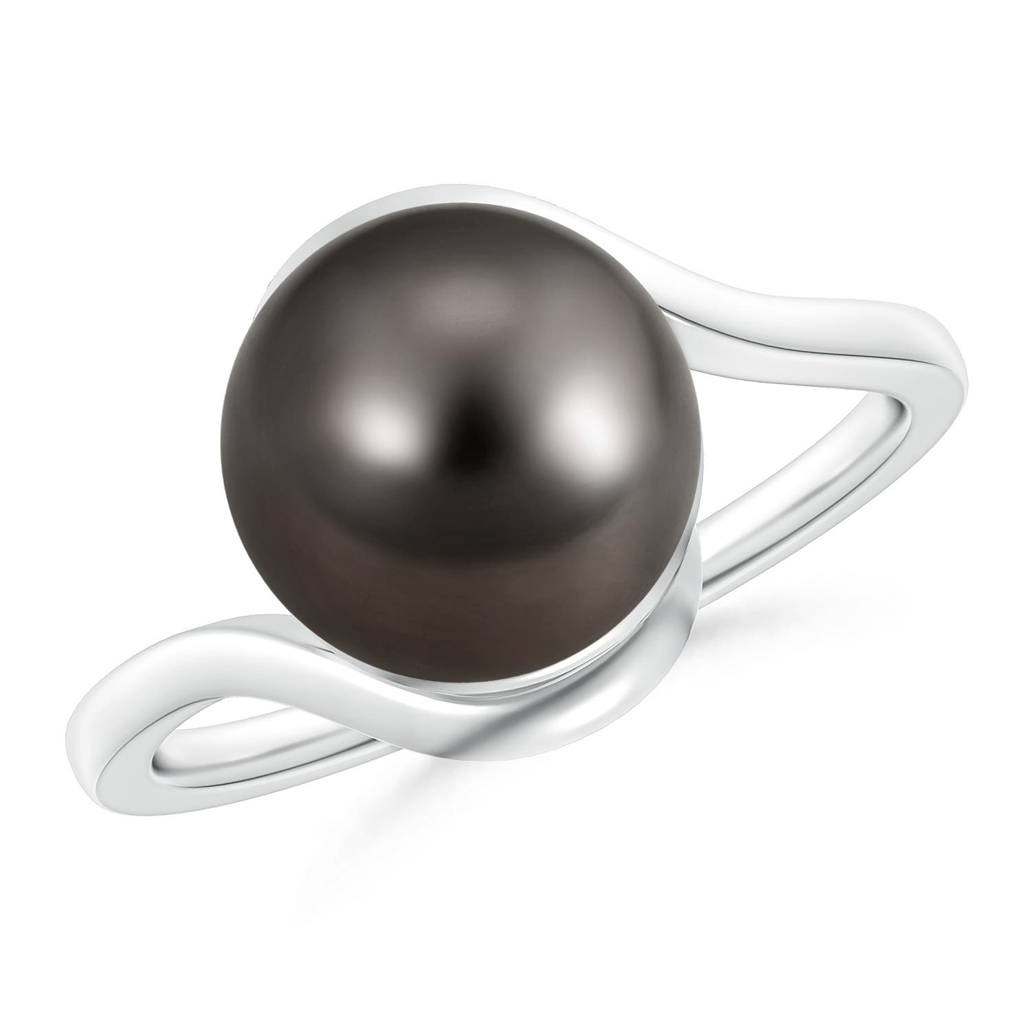 10mm AAA Tahitian Cultured Pearl Solitaire Bypass Ring in White Gold