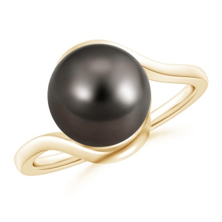 10mm AAA Tahitian Cultured Pearl Solitaire Bypass Ring in Yellow Gold