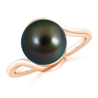 10mm AAAA Tahitian Cultured Pearl Solitaire Bypass Ring in Rose Gold