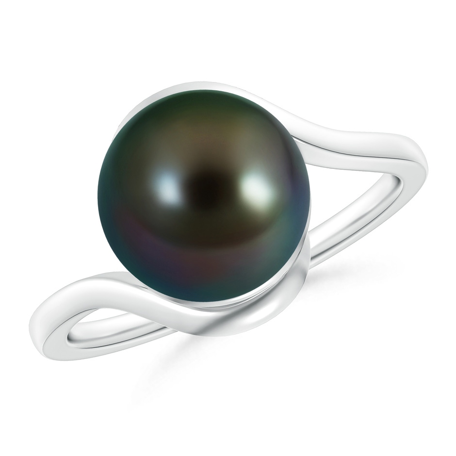 10mm AAAA Tahitian Cultured Pearl Solitaire Bypass Ring in White Gold 