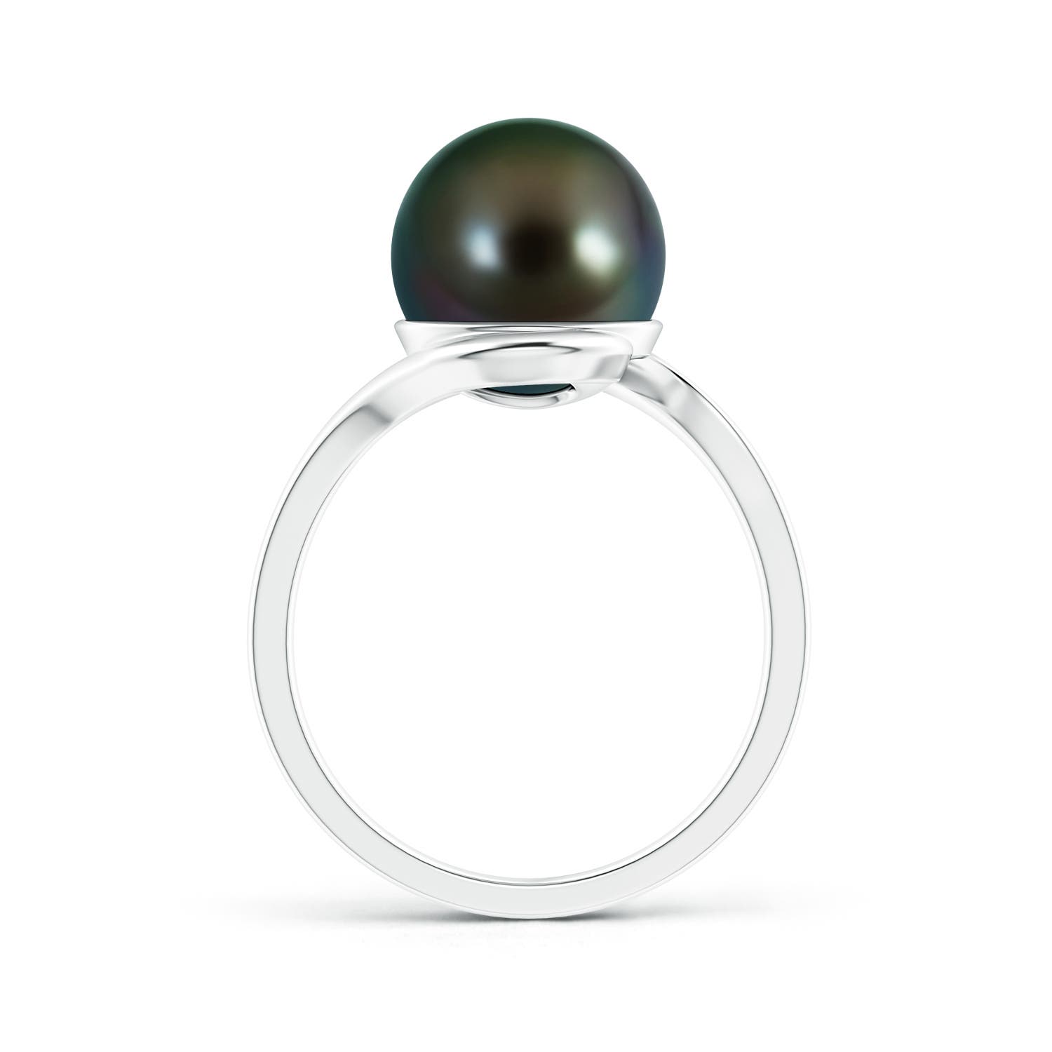 10mm AAAA Tahitian Cultured Pearl Solitaire Bypass Ring in White Gold