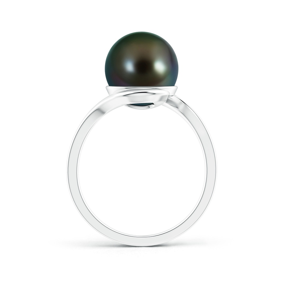 10mm AAAA Tahitian Cultured Pearl Solitaire Bypass Ring in White Gold product image