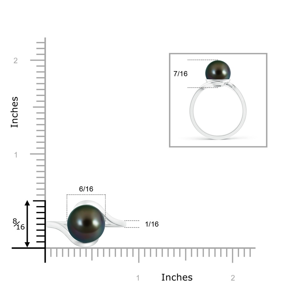 10mm AAAA Tahitian Cultured Pearl Solitaire Bypass Ring in White Gold product image