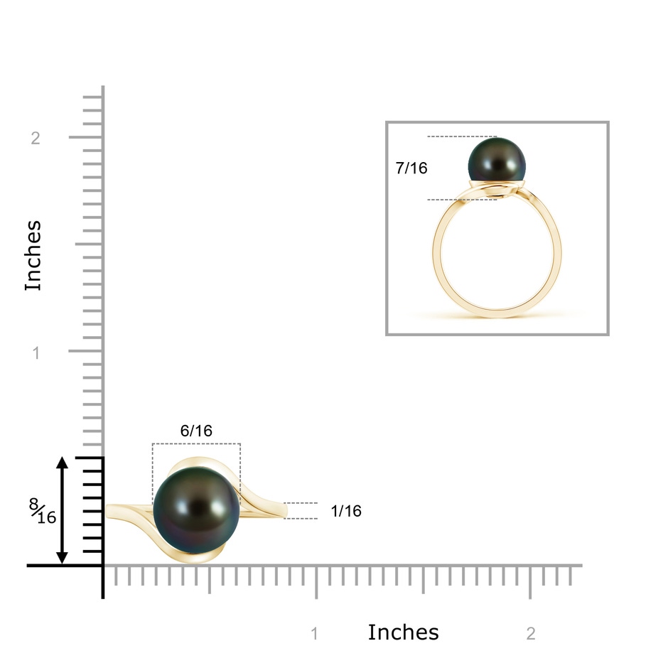 10mm AAAA Tahitian Cultured Pearl Solitaire Bypass Ring in Yellow Gold product image