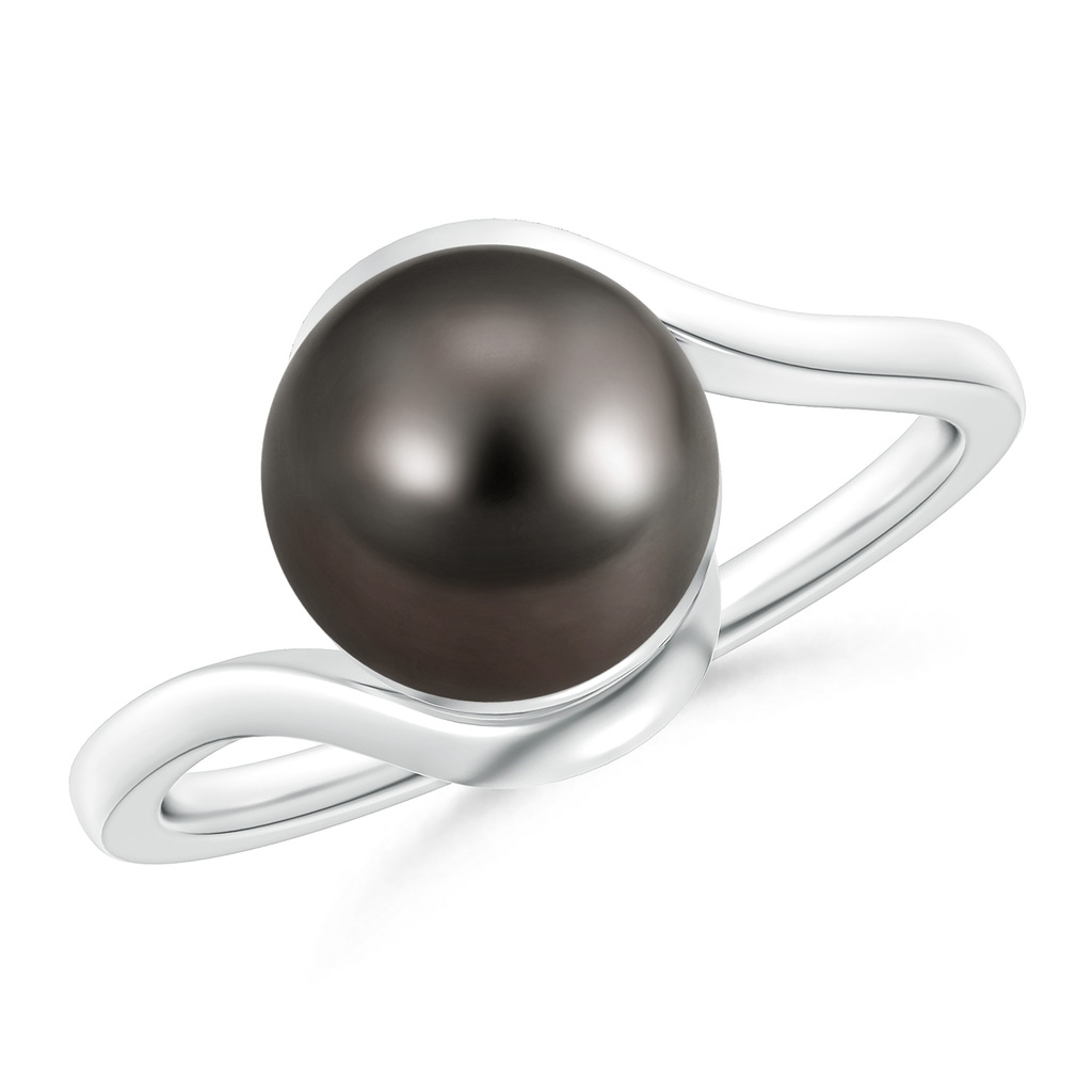 9mm AAA Tahitian Cultured Pearl Solitaire Bypass Ring in White Gold