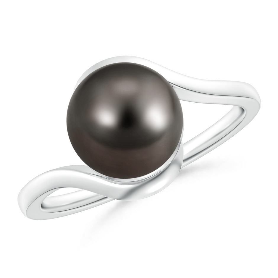 9mm AAA Tahitian Cultured Pearl Solitaire Bypass Ring in White Gold 