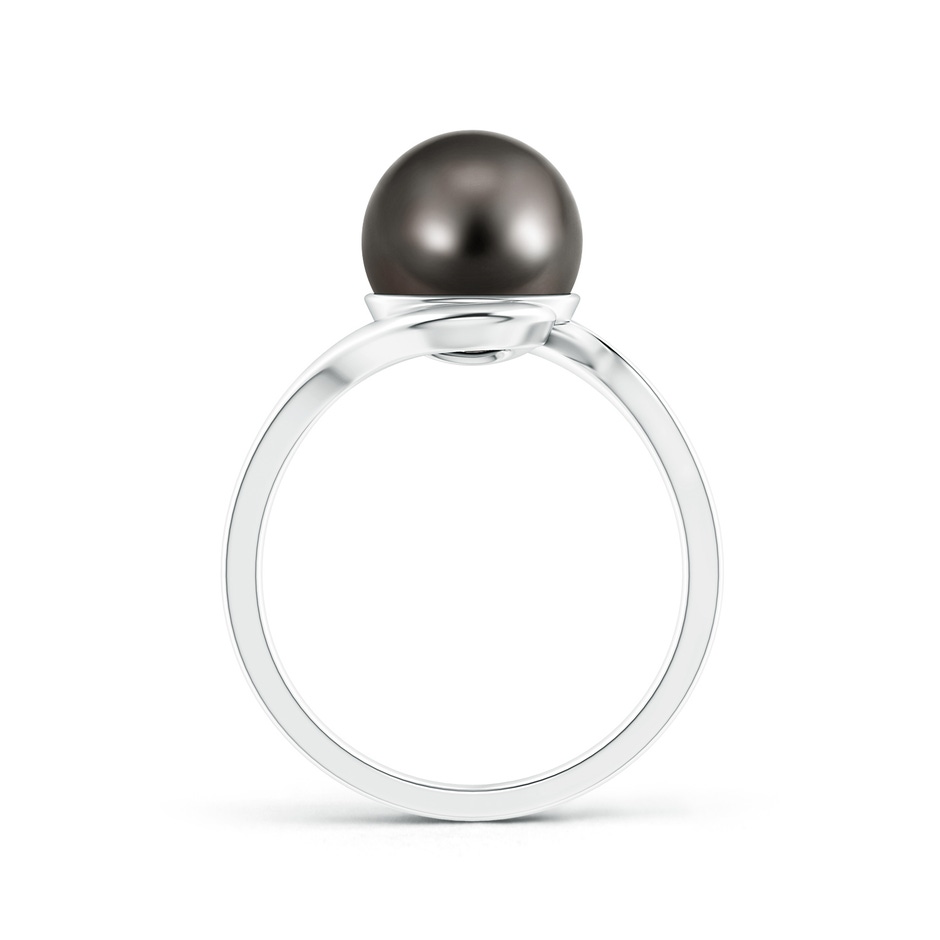 9mm AAA Tahitian Cultured Pearl Solitaire Bypass Ring in White Gold product image