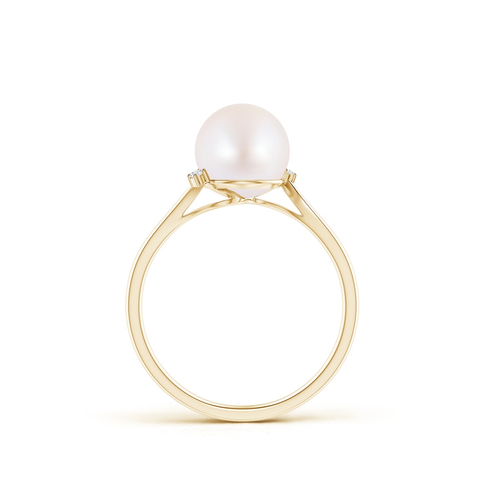 8mm AA Japanese Akoya Pearl and Diamond Bypass Ring in Yellow Gold product image