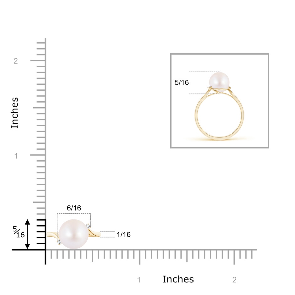 8mm AA Japanese Akoya Pearl and Diamond Bypass Ring in Yellow Gold product image