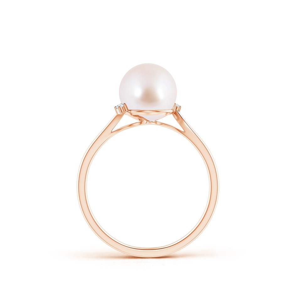 8mm AAA Japanese Akoya Pearl and Diamond Bypass Ring in Rose Gold product image