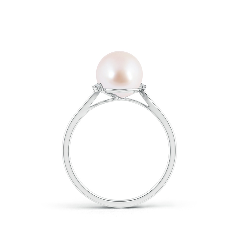 8mm AAA Japanese Akoya Pearl and Diamond Bypass Ring in White Gold product image