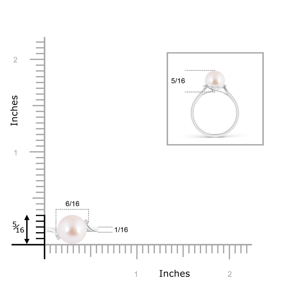 8mm AAA Japanese Akoya Pearl and Diamond Bypass Ring in White Gold product image