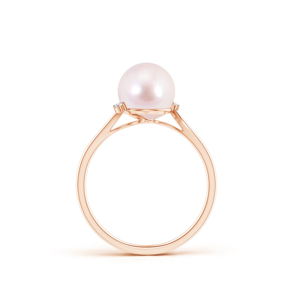 8mm AAAA Japanese Akoya Pearl and Diamond Bypass Ring in Rose Gold product image
