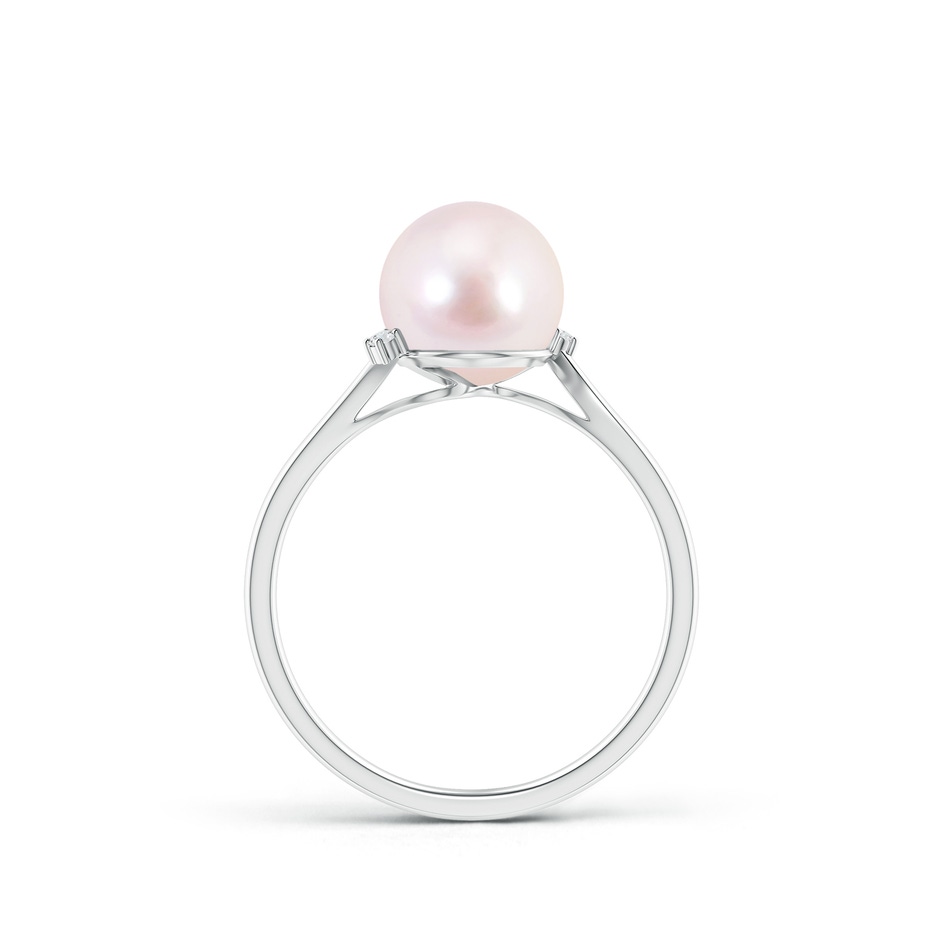 8mm AAAA Japanese Akoya Pearl and Diamond Bypass Ring in White Gold product image
