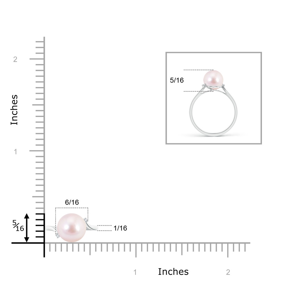 8mm AAAA Japanese Akoya Pearl and Diamond Bypass Ring in White Gold product image