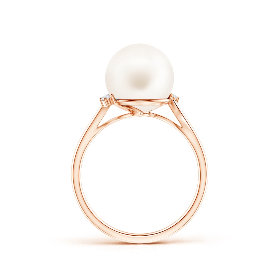 10mm AA Freshwater Pearl and Diamond Bypass Ring in Rose Gold product image