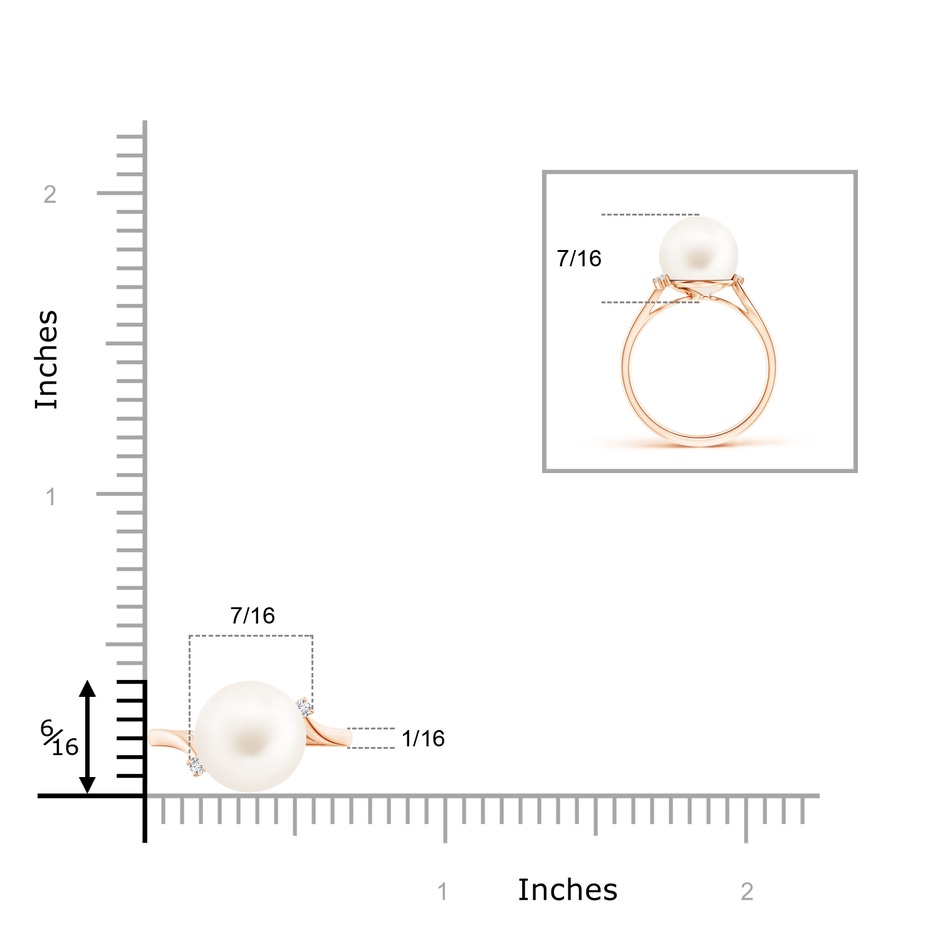 10mm AA Freshwater Pearl and Diamond Bypass Ring in Rose Gold product image