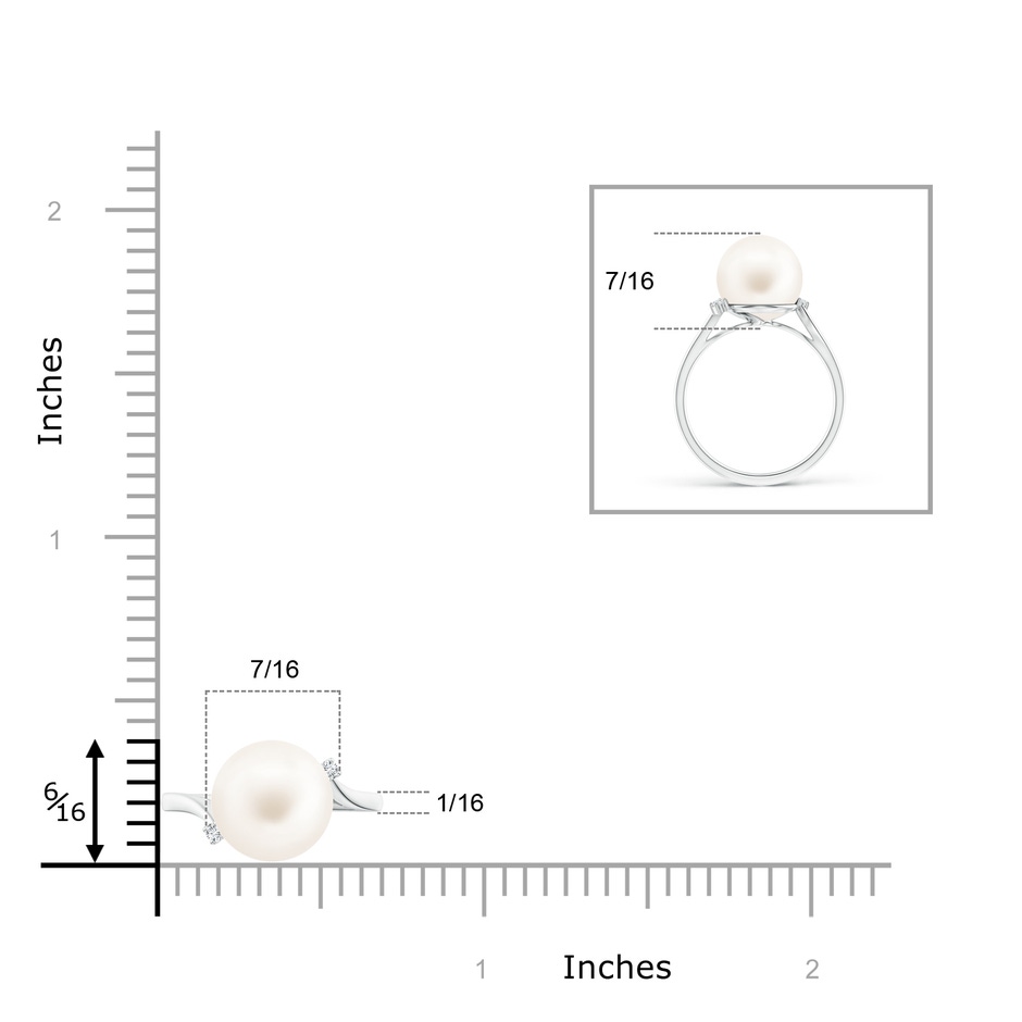 10mm AA Freshwater Pearl and Diamond Bypass Ring in White Gold product image