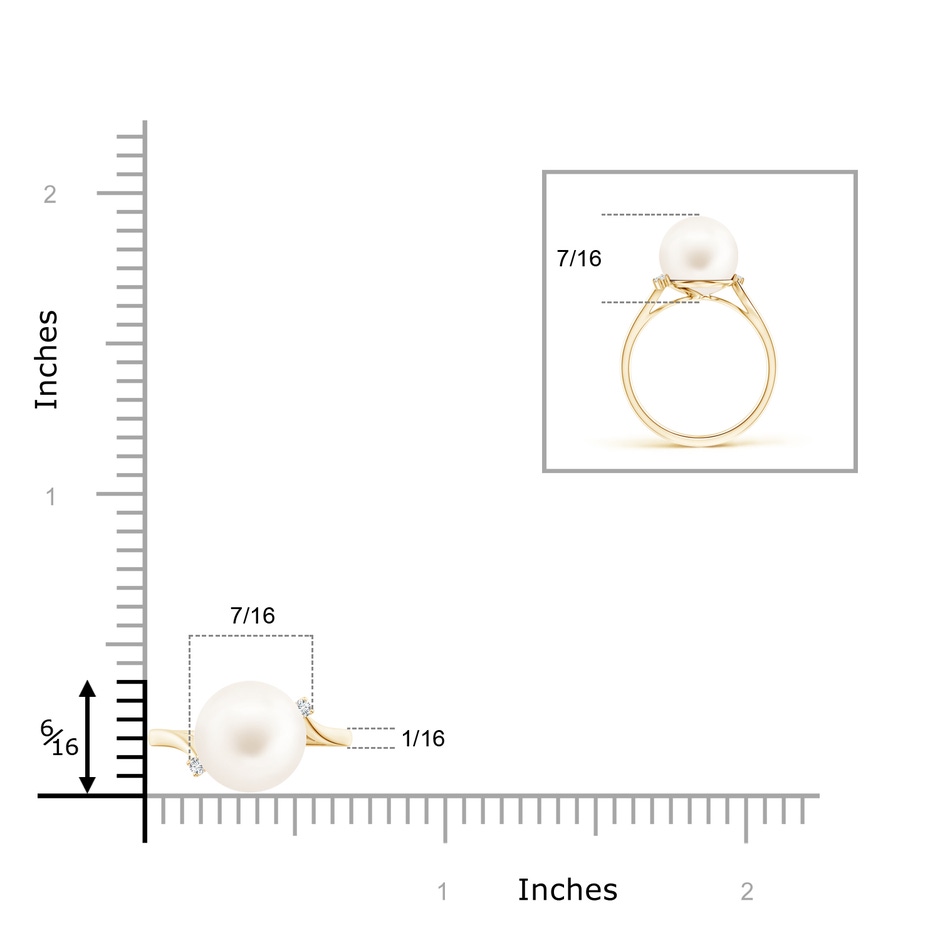 10mm AA Freshwater Pearl and Diamond Bypass Ring in Yellow Gold product image