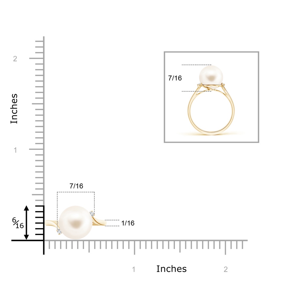 10mm AAA Freshwater Pearl and Diamond Bypass Ring in 9K Yellow Gold product image