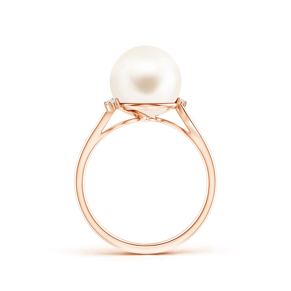 10mm AAA Freshwater Pearl and Diamond Bypass Ring in Rose Gold product image