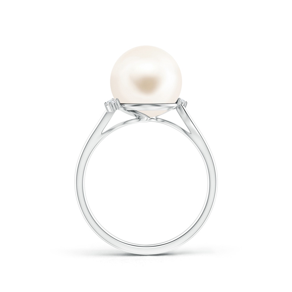 10mm AAA Freshwater Pearl and Diamond Bypass Ring in S999 Silver product image