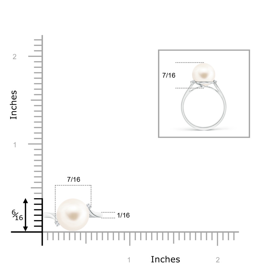 10mm AAA Freshwater Pearl and Diamond Bypass Ring in White Gold product image