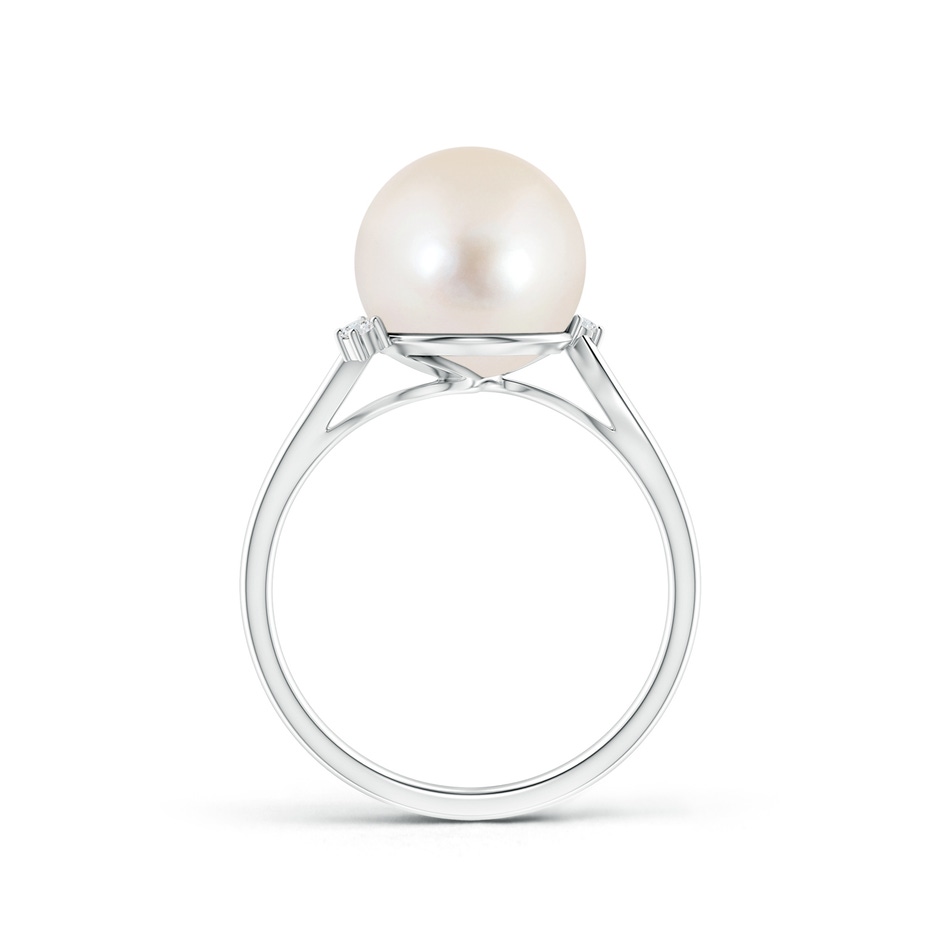 10mm AAAA Freshwater Pearl and Diamond Bypass Ring in S999 Silver product image