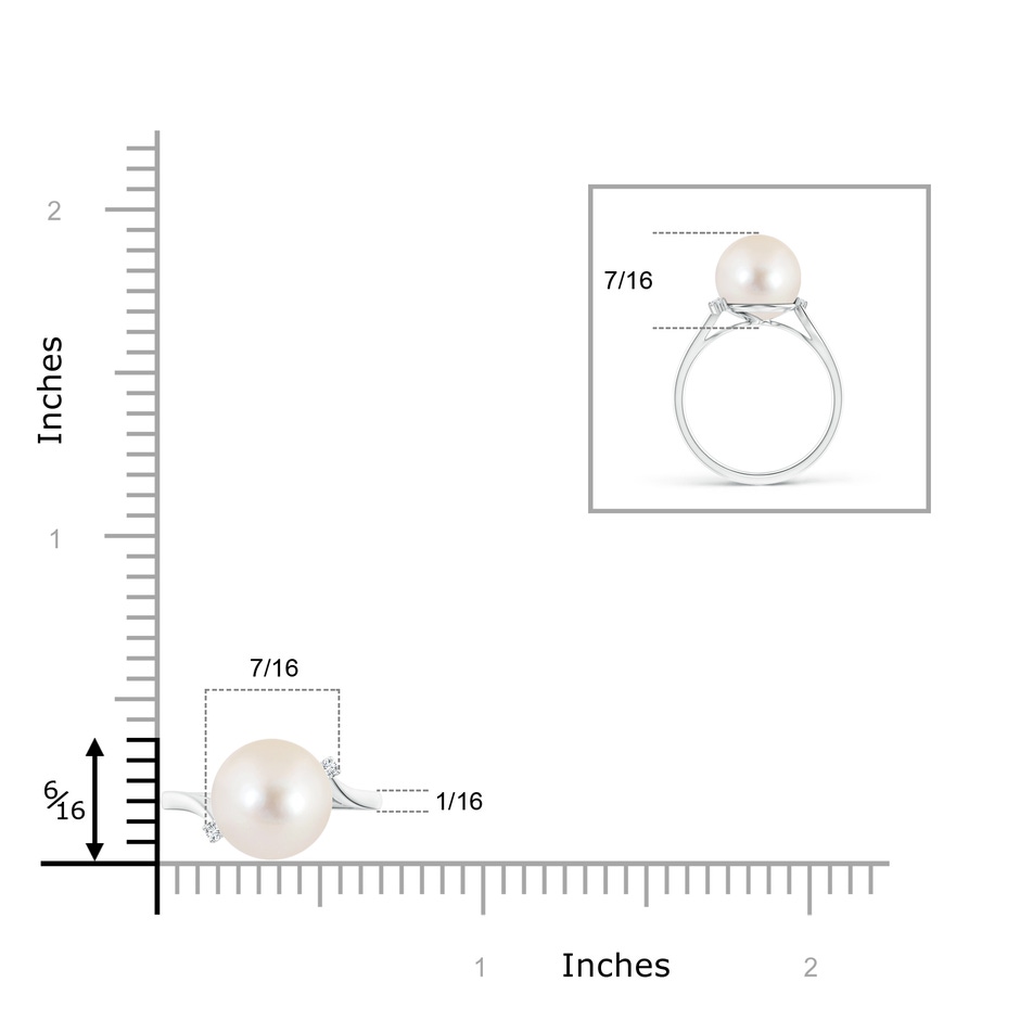 10mm AAAA Freshwater Pearl and Diamond Bypass Ring in S999 Silver product image