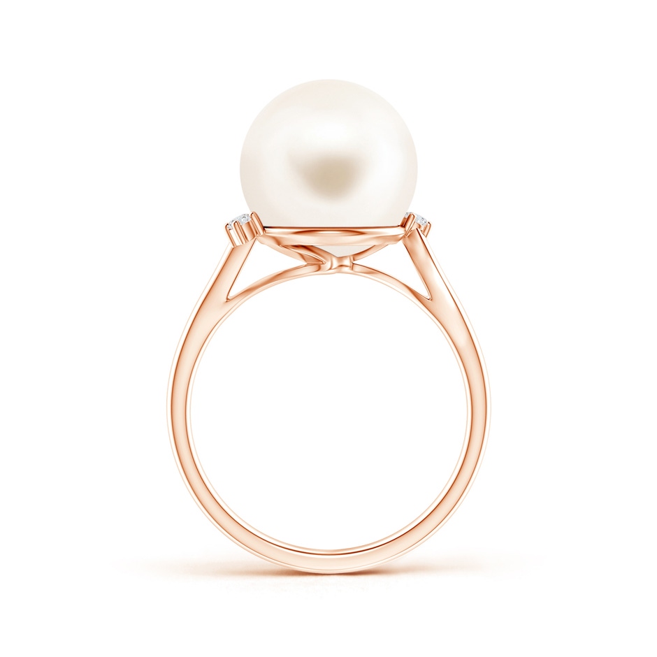11mm AAA Freshwater Pearl and Diamond Bypass Ring in Rose Gold product image
