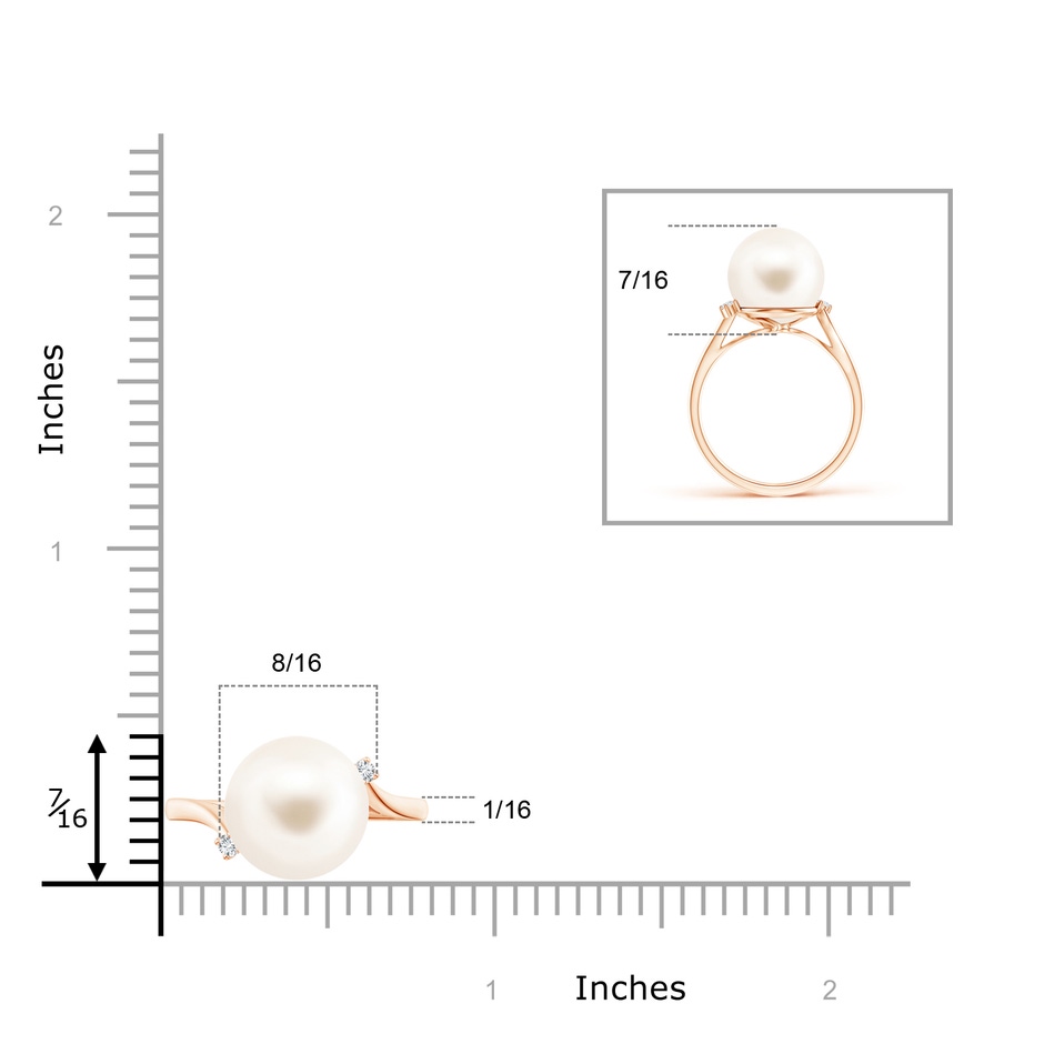 11mm AAA Freshwater Pearl and Diamond Bypass Ring in Rose Gold product image
