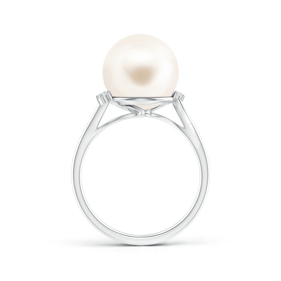 11mm AAA Freshwater Pearl and Diamond Bypass Ring in White Gold product image
