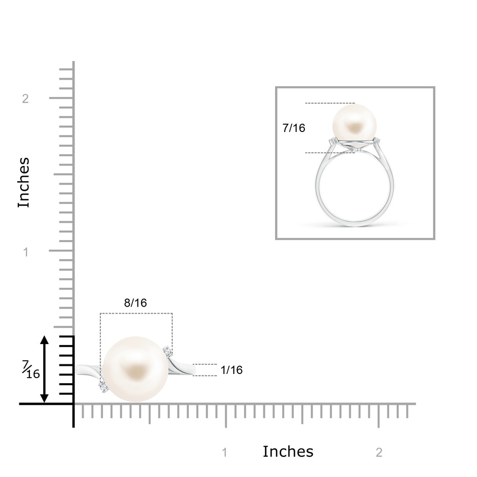 11mm AAA Freshwater Pearl and Diamond Bypass Ring in White Gold product image