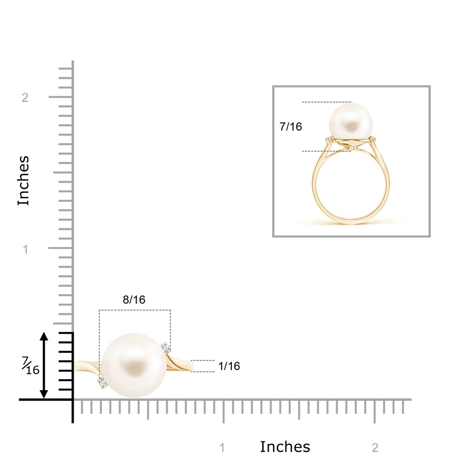 11mm AAA Freshwater Pearl and Diamond Bypass Ring in Yellow Gold product image