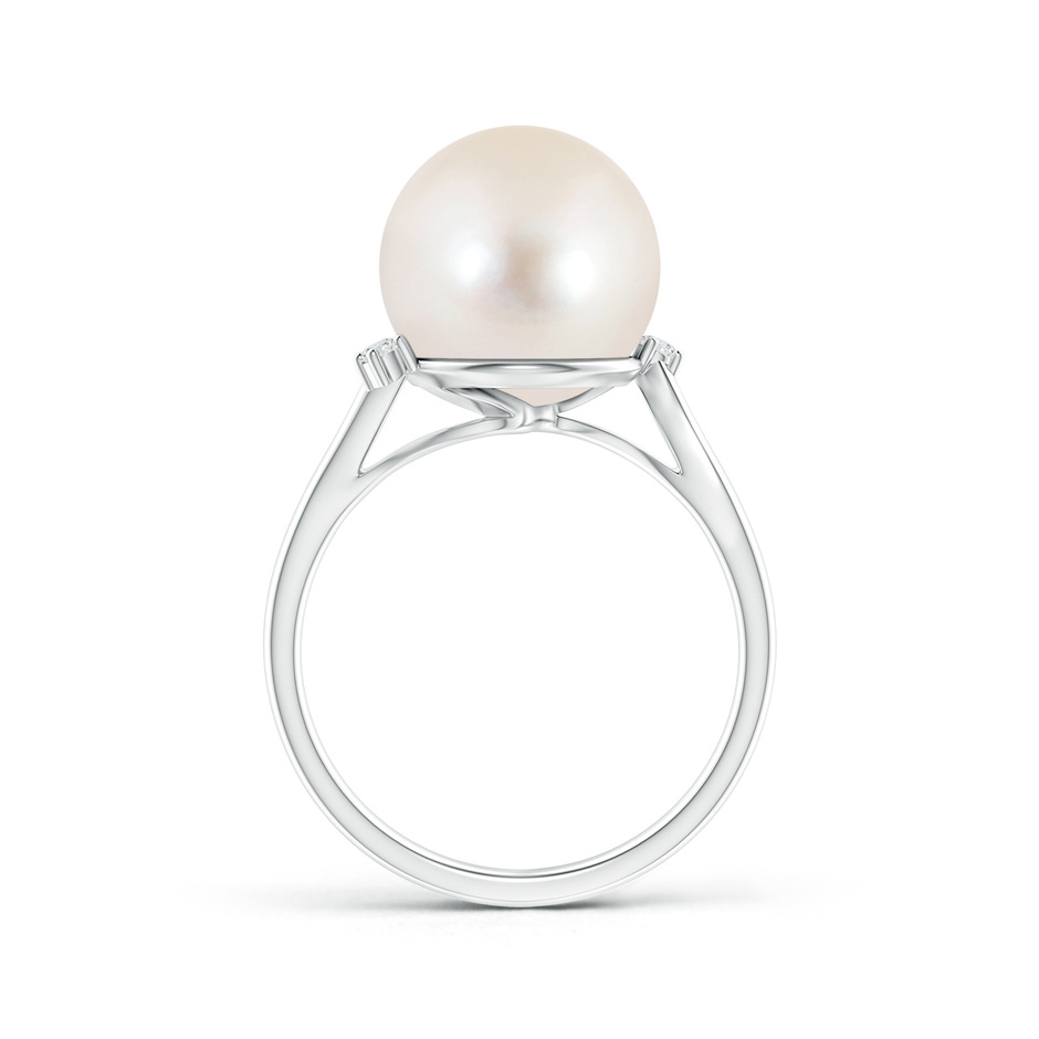 11mm AAAA Freshwater Pearl and Diamond Bypass Ring in White Gold product image