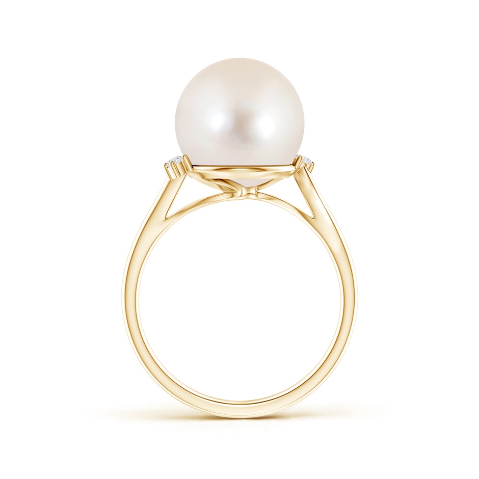 11mm AAAA Freshwater Pearl and Diamond Bypass Ring in Yellow Gold product image