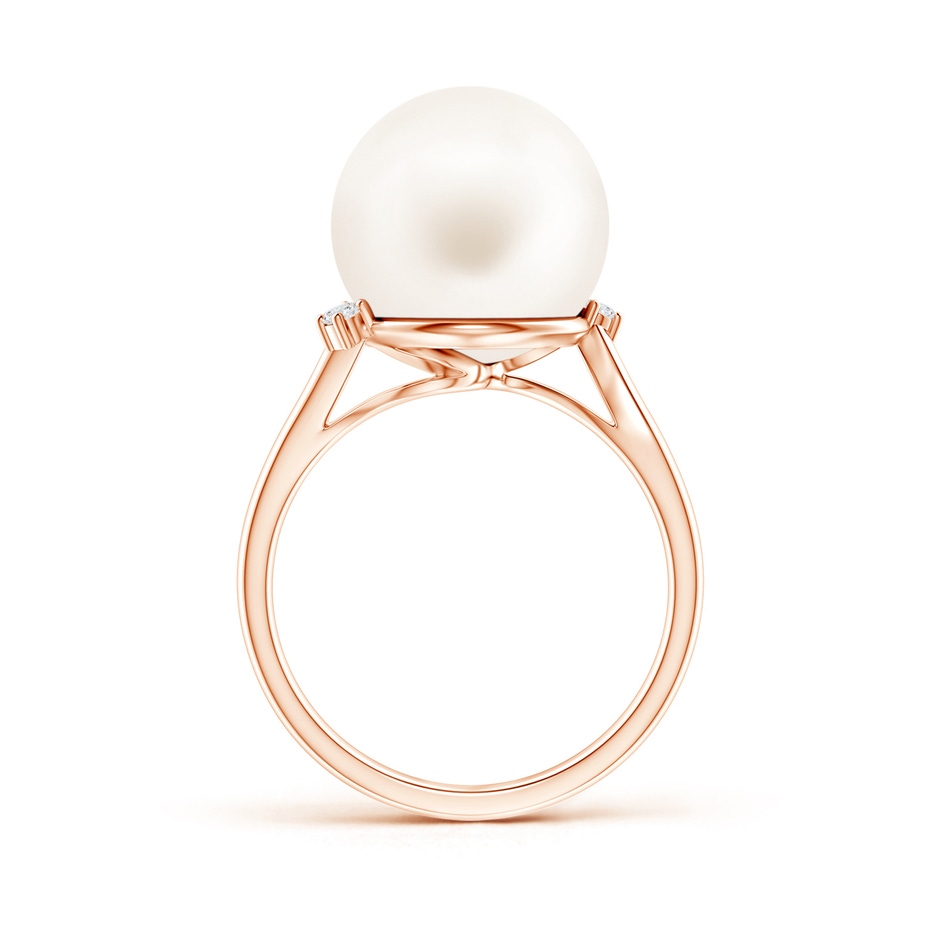 12mm AA Freshwater Pearl and Diamond Bypass Ring in 9K Rose Gold product image
