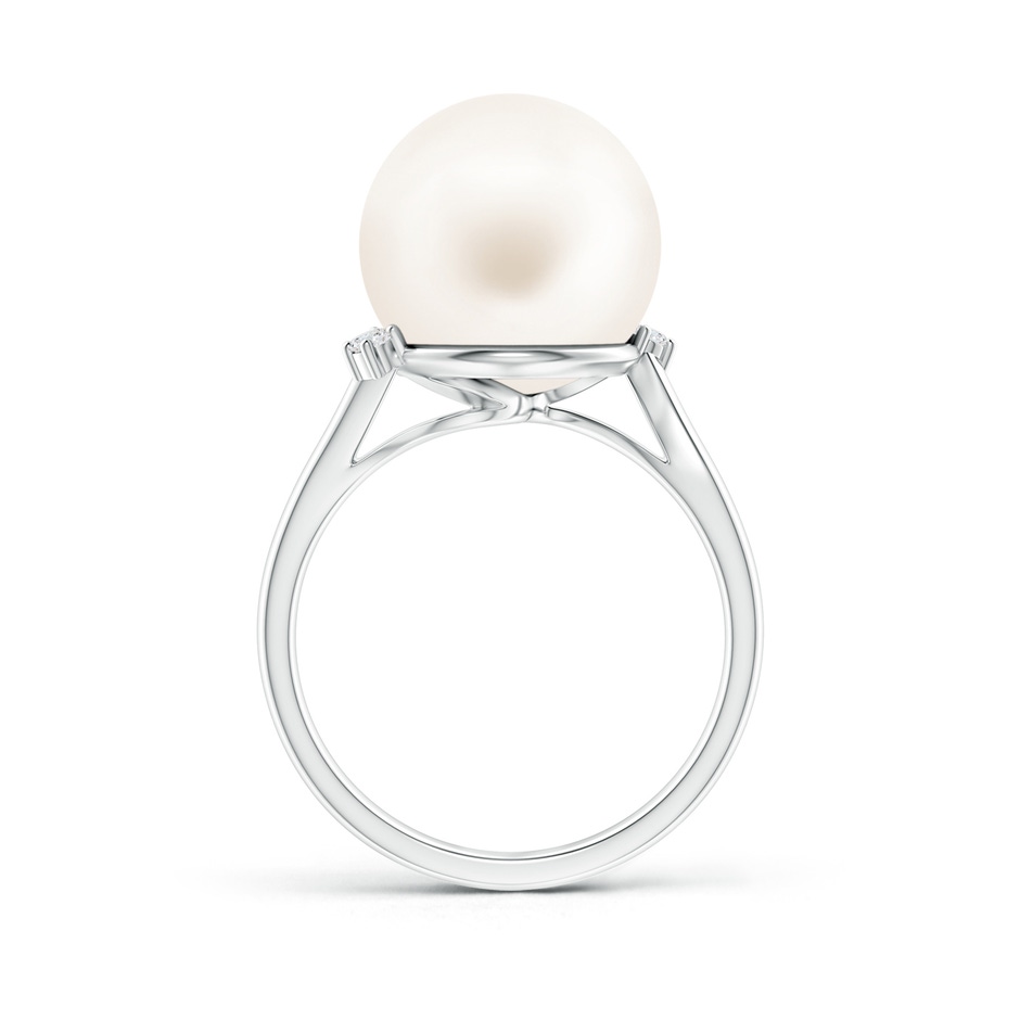 12mm AA Freshwater Pearl and Diamond Bypass Ring in White Gold product image